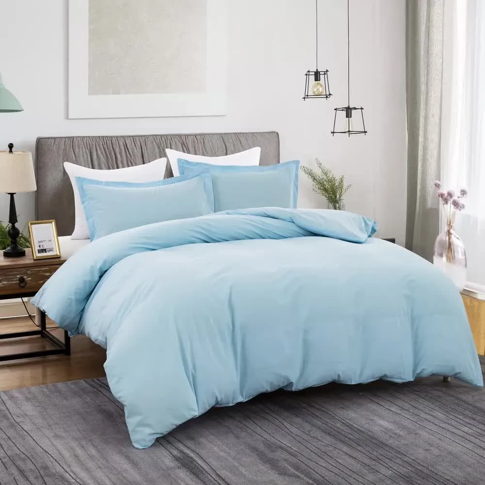 100% Cotton Premium Doona Duvet Quilt Cover Set with Soft Pillowcases | Aqua | King