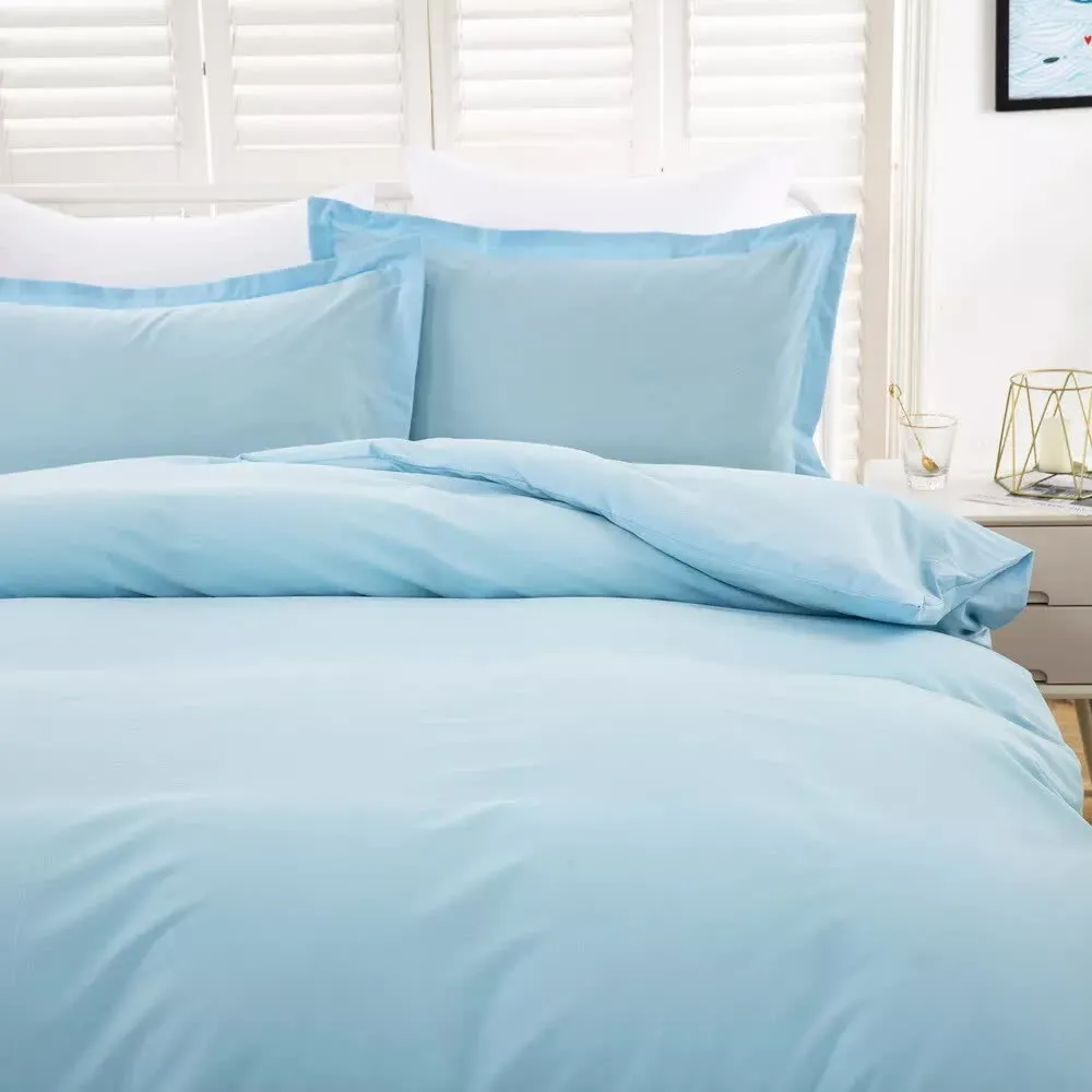 100% Cotton Premium Doona Duvet Quilt Cover Set with Soft Pillowcases | Aqua | Queen