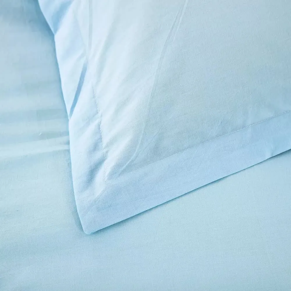 100% Cotton Premium Doona Duvet Quilt Cover Set with Soft Pillowcases | Aqua | Queen
