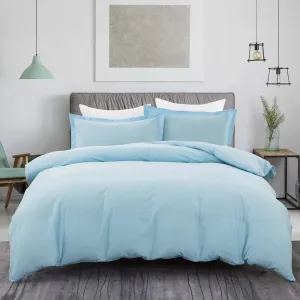 100% Cotton Premium Doona Duvet Quilt Cover Set with Soft Pillowcases | Aqua | Queen