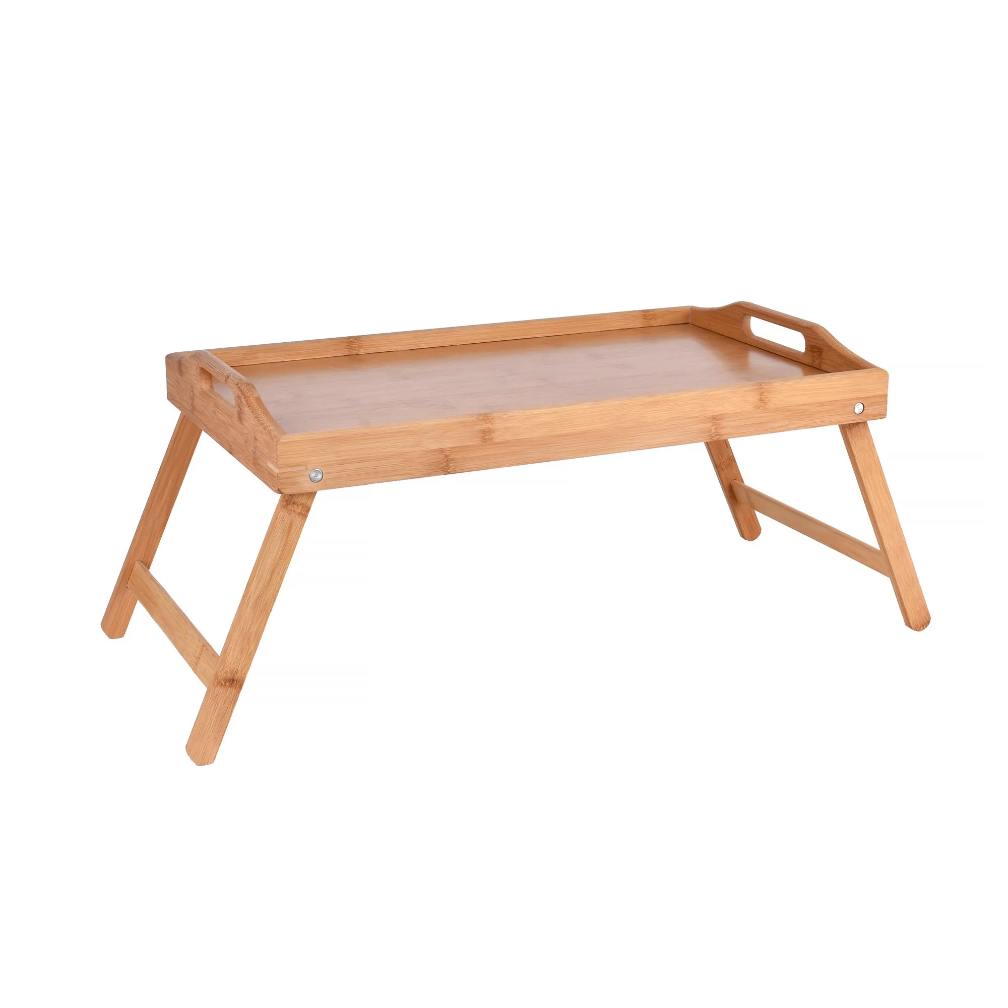 2x Bamboo Bed Table | Breakfast/Snack Serving Tray with Foldable Legs