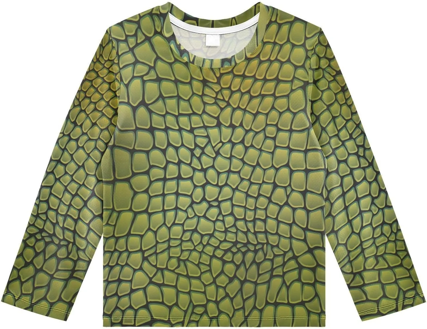 Aflyko Animal Print Boys' Rash Guard Shirts Green Alligator Skin Nature Swim Shirt 3-12T