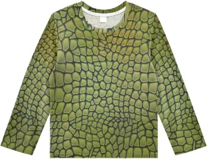 Aflyko Animal Print Boys' Rash Guard Shirts Green Alligator Skin Nature Swim Shirt 3-12T