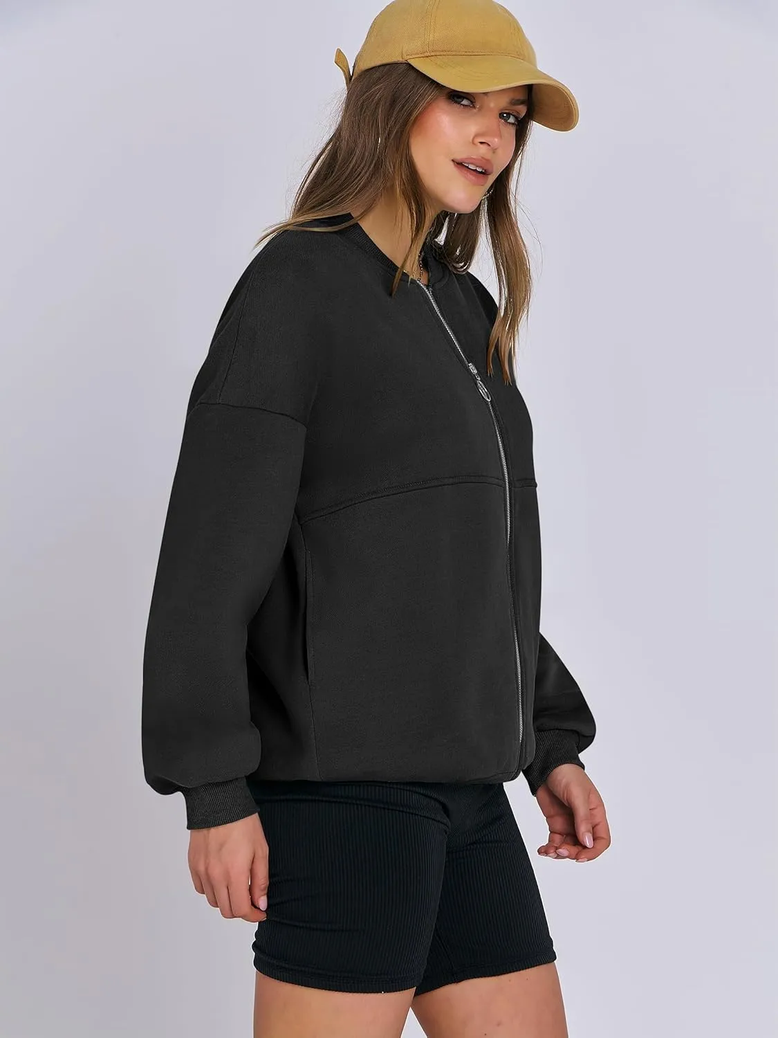 ANRABESS Women's Zip up Oversized Sweatshirts Fleece jacket Coat Long Sleeve Casual Hoodie 2025 Fall Teen Girl Top Clothes