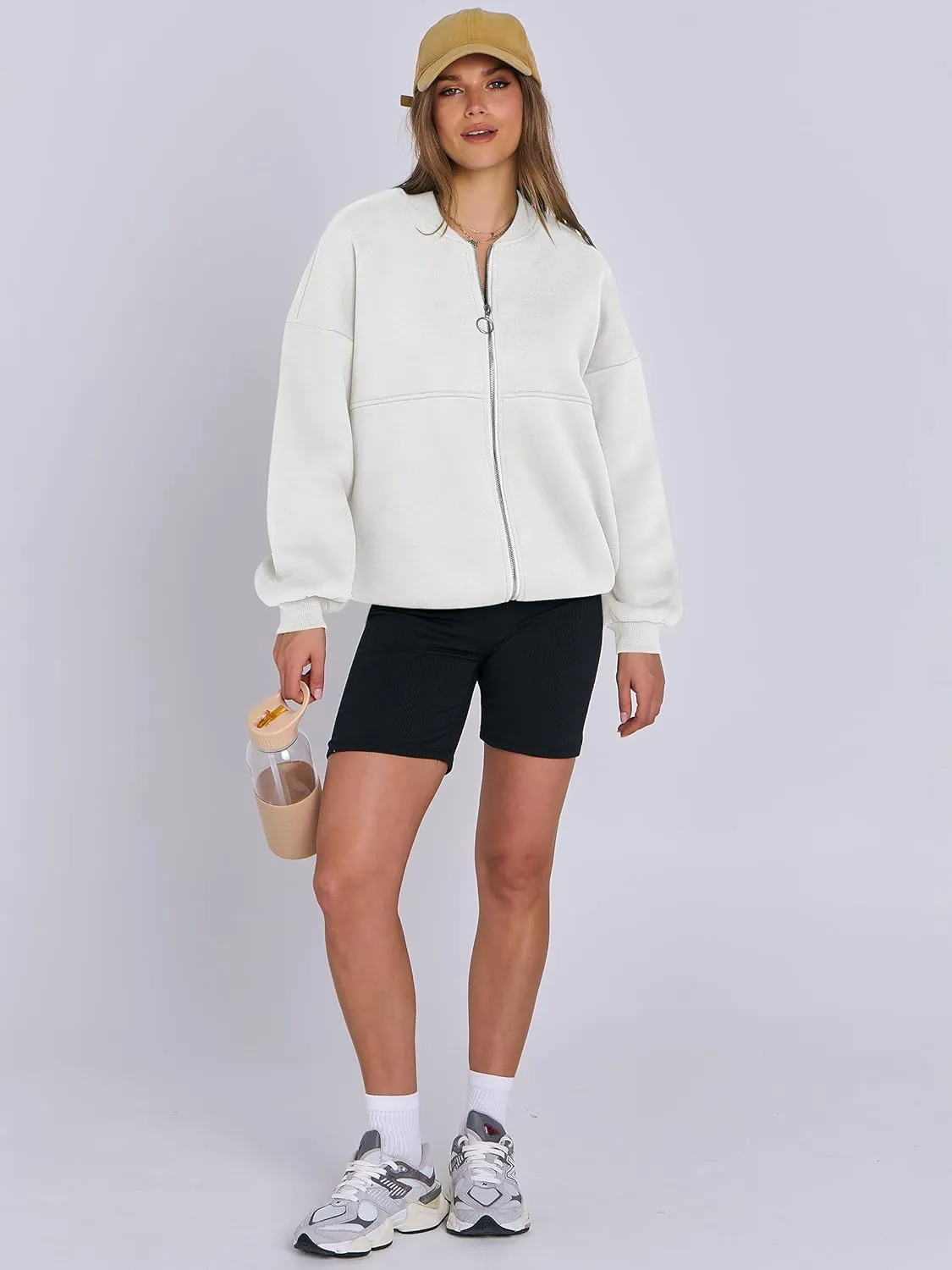 ANRABESS Women's Zip up Oversized Sweatshirts Fleece jacket Coat Long Sleeve Casual Hoodie 2025 Fall Teen Girl Top Clothes