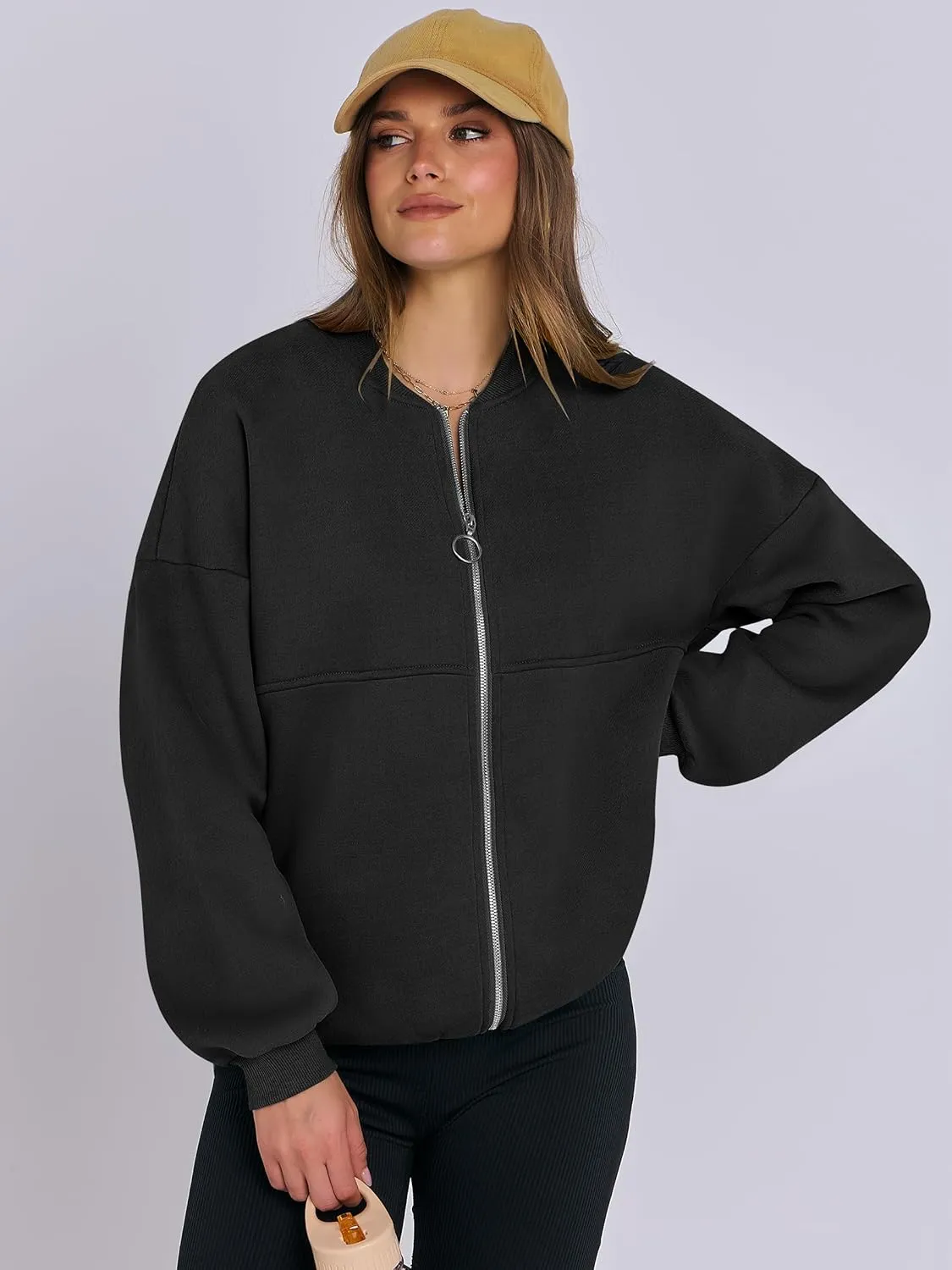 ANRABESS Women's Zip up Oversized Sweatshirts Fleece jacket Coat Long Sleeve Casual Hoodie 2025 Fall Teen Girl Top Clothes