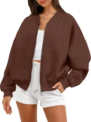 ANRABESS Women's Zip up Oversized Sweatshirts Fleece jacket Coat Long Sleeve Casual Hoodie 2025 Fall Teen Girl Top Clothes