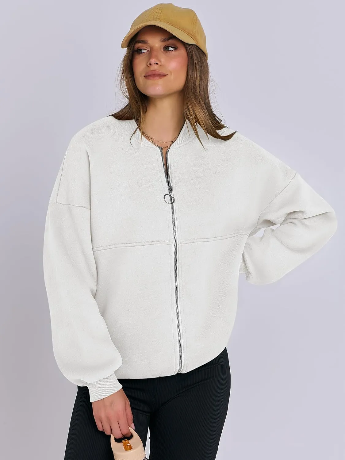 ANRABESS Women's Zip up Oversized Sweatshirts Fleece jacket Coat Long Sleeve Casual Hoodie 2025 Fall Teen Girl Top Clothes