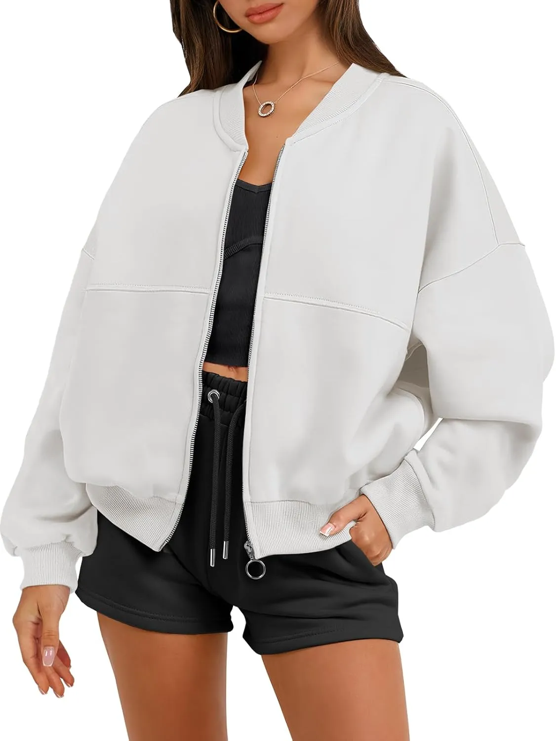 ANRABESS Women's Zip up Oversized Sweatshirts Fleece jacket Coat Long Sleeve Casual Hoodie 2025 Fall Teen Girl Top Clothes