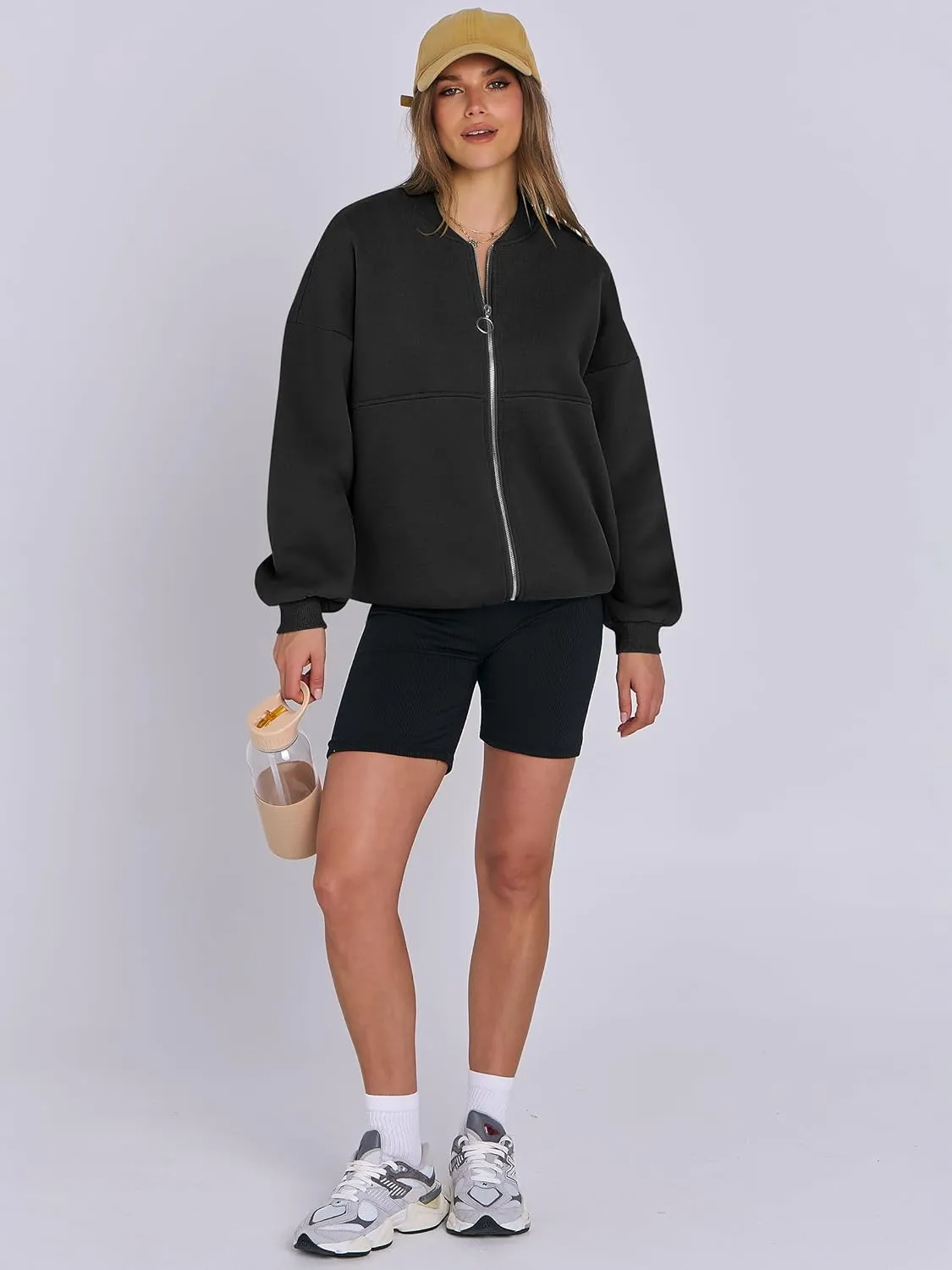 ANRABESS Women's Zip up Oversized Sweatshirts Fleece jacket Coat Long Sleeve Casual Hoodie 2025 Fall Teen Girl Top Clothes