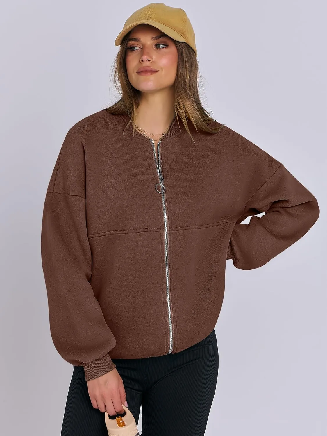ANRABESS Women's Zip up Oversized Sweatshirts Fleece jacket Coat Long Sleeve Casual Hoodie 2025 Fall Teen Girl Top Clothes