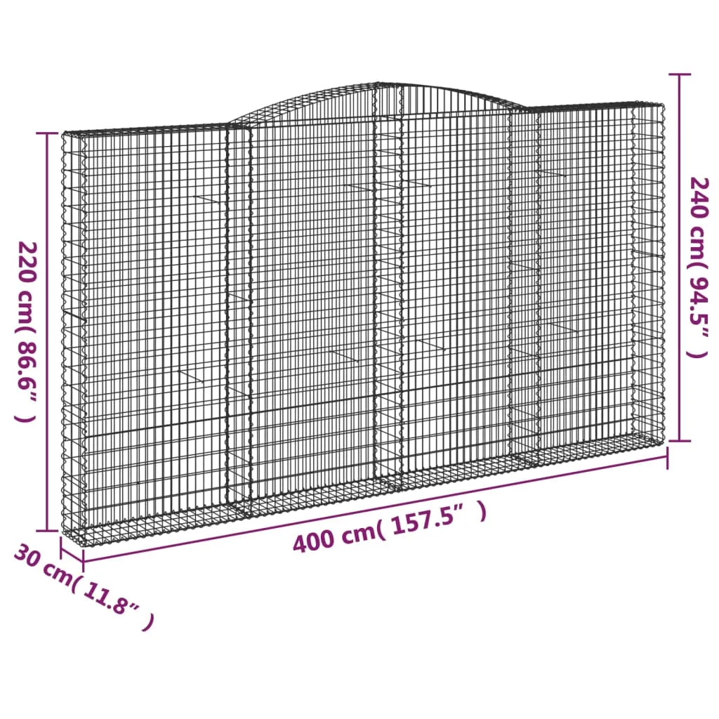 Arched Gabion Baskets 5 pcs 400x30x220/240 cm Galvanised Iron