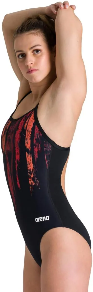 Arena Women's Team Painted Stripes Light Drop Back MaxLife One Piece Swimsuit