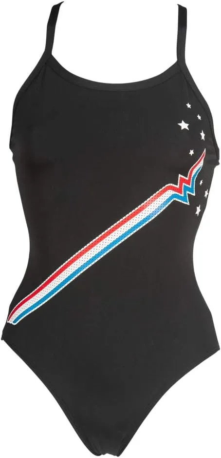 Arena Women's Team Painted Stripes Light Drop Back MaxLife One Piece Swimsuit