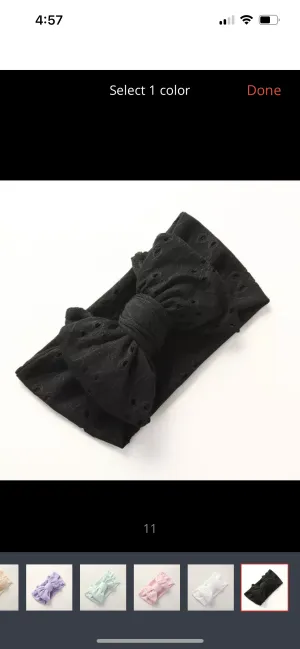 Baby Top Knot Double Bow Headband  Black