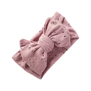 Baby Top Knot Double Bow Headband  Dusty Pink