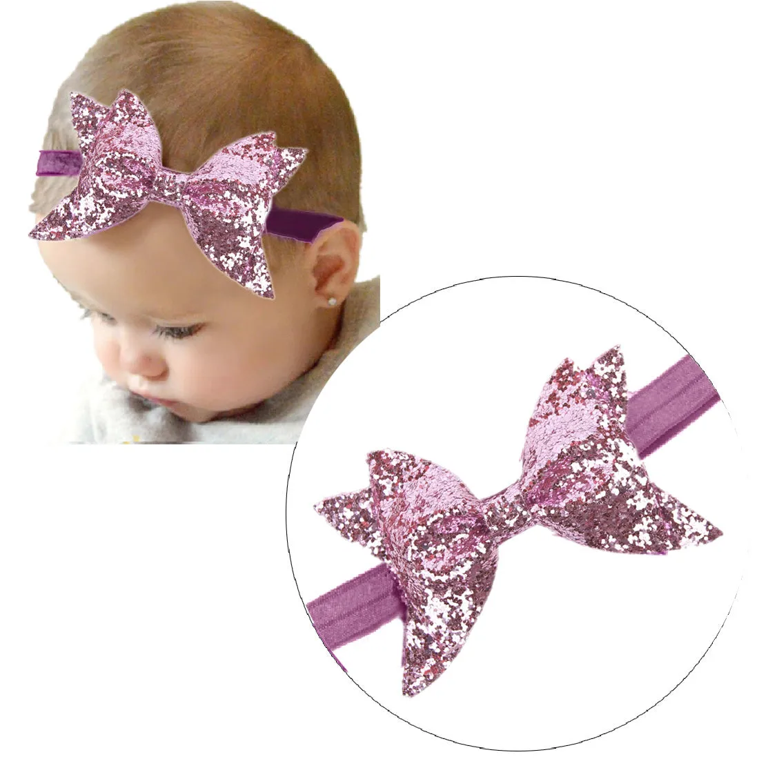 Babymoon Kids Girls Glittering Bow Hairband | Baby Headband | Hair Accessories