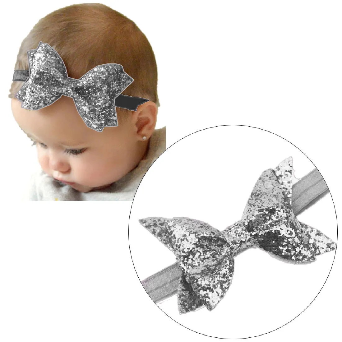 Babymoon Kids Girls Glittering Bow Hairband | Baby Headband | Hair Accessories