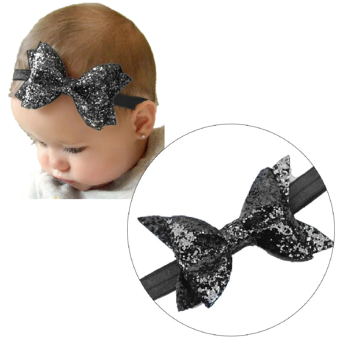 Babymoon Kids Girls Glittering Bow Hairband | Baby Headband | Hair Accessories