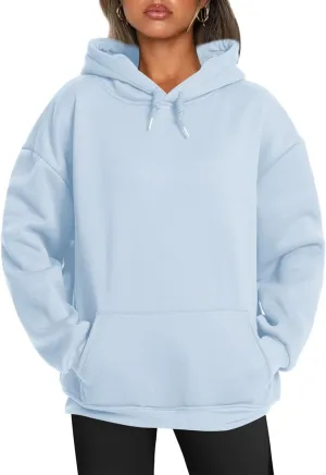 Bobeutou Oversized Hoodie for Women Trendy Hoodies Basic Solid Sweatshirts with Pocket Fleece Pullover Fashion Casual Tops