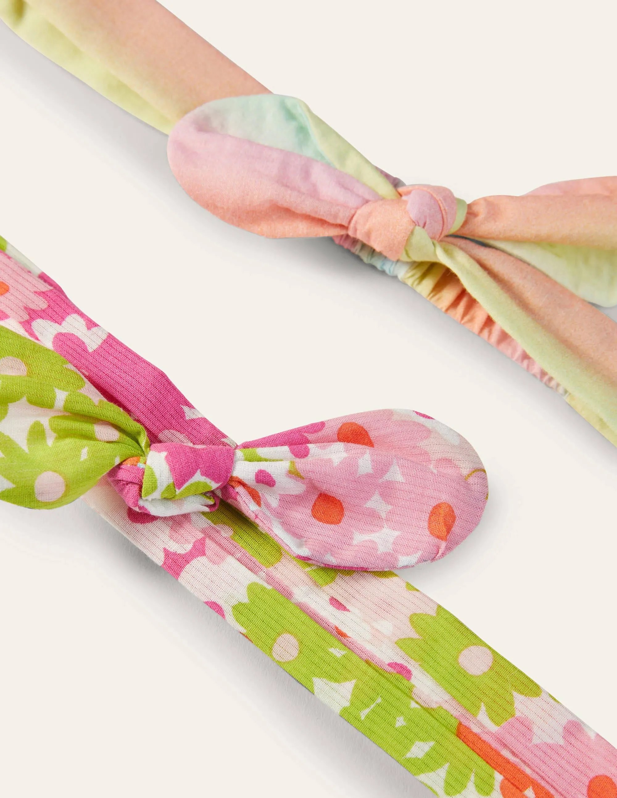 Bow Headbands 2 Pack-Bright Multi Floral Rainbow