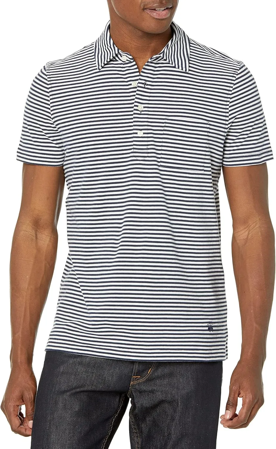 Brooks Brothers Men's Cotton Jersey Feeder Stripe Short Sleeve Polo