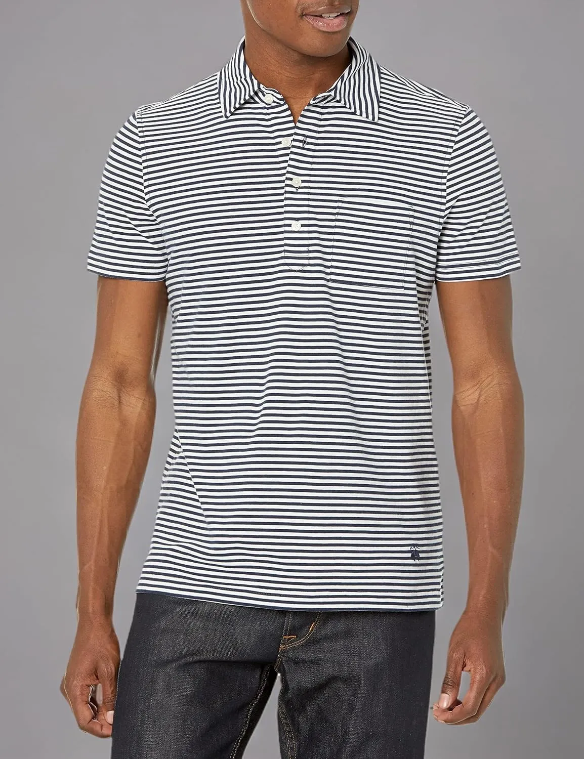 Brooks Brothers Men's Cotton Jersey Feeder Stripe Short Sleeve Polo