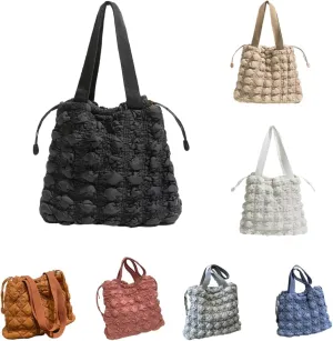 Bubble Quilted Hobo Women Handbag Cloud Tote Shoulder Bag Casual Crossbody Bag Gift for Women (Cream White)