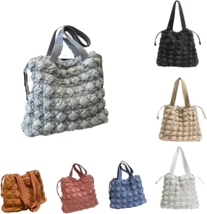 Bubble Quilted Hobo Women Handbag Cloud Tote Shoulder Bag Casual Crossbody Bag Gift for Women (Cream White)