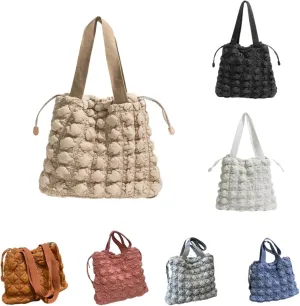 Bubble Quilted Hobo Women Handbag Cloud Tote Shoulder Bag Casual Crossbody Bag Gift for Women (Cream White)