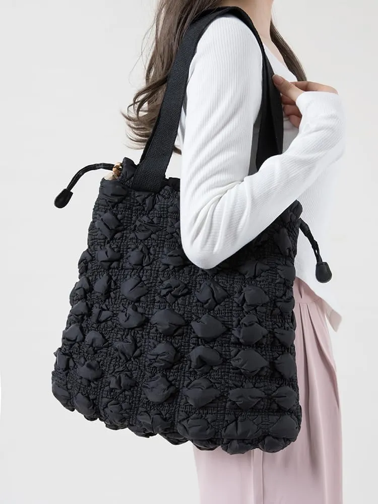 Bubble Quilted Hobo Women Handbag Cloud Tote Shoulder Bag Casual Crossbody Bag Gift for Women (Cream White)