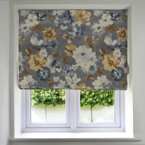 Camilla Navy, Grey and Ochre Roman Blind