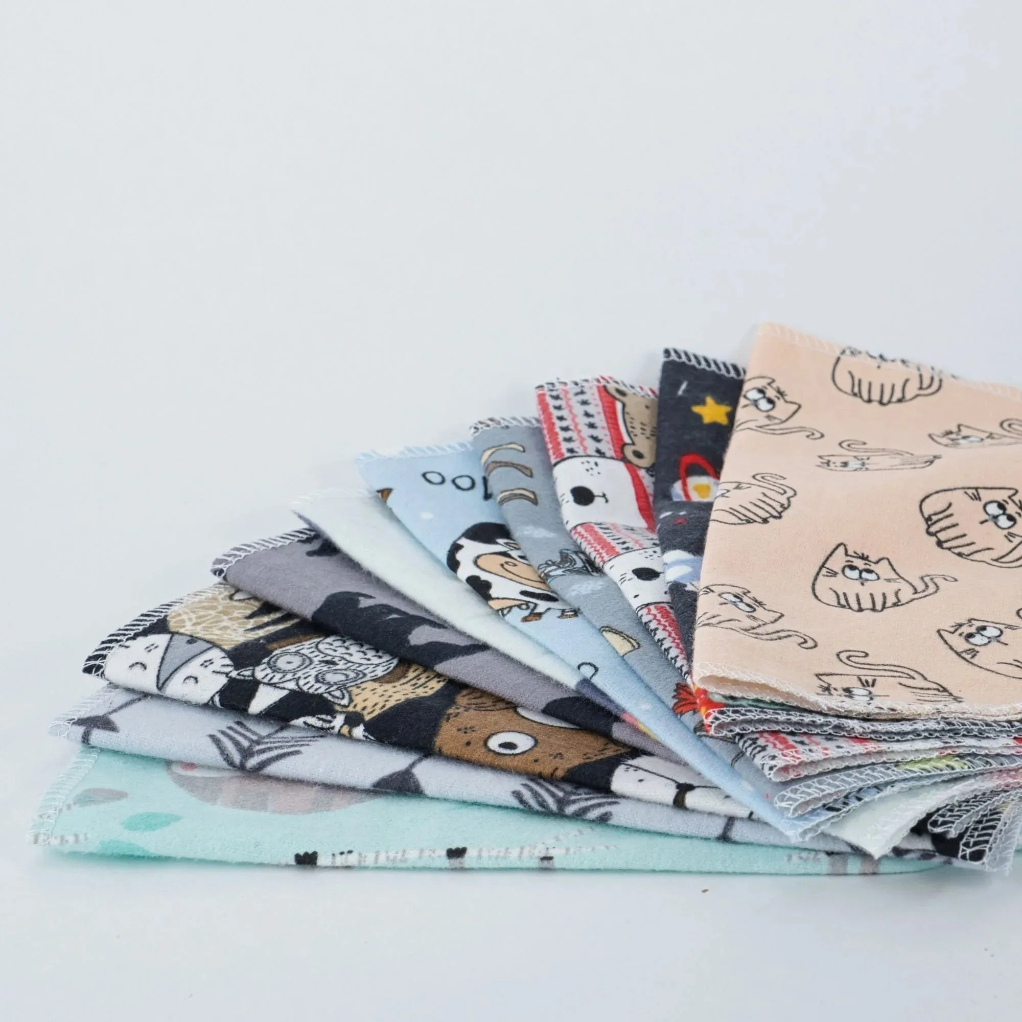 Cheeks Ahoy - Kids Cloth Napkins Cotton Flannel 8x8" 10 Piece