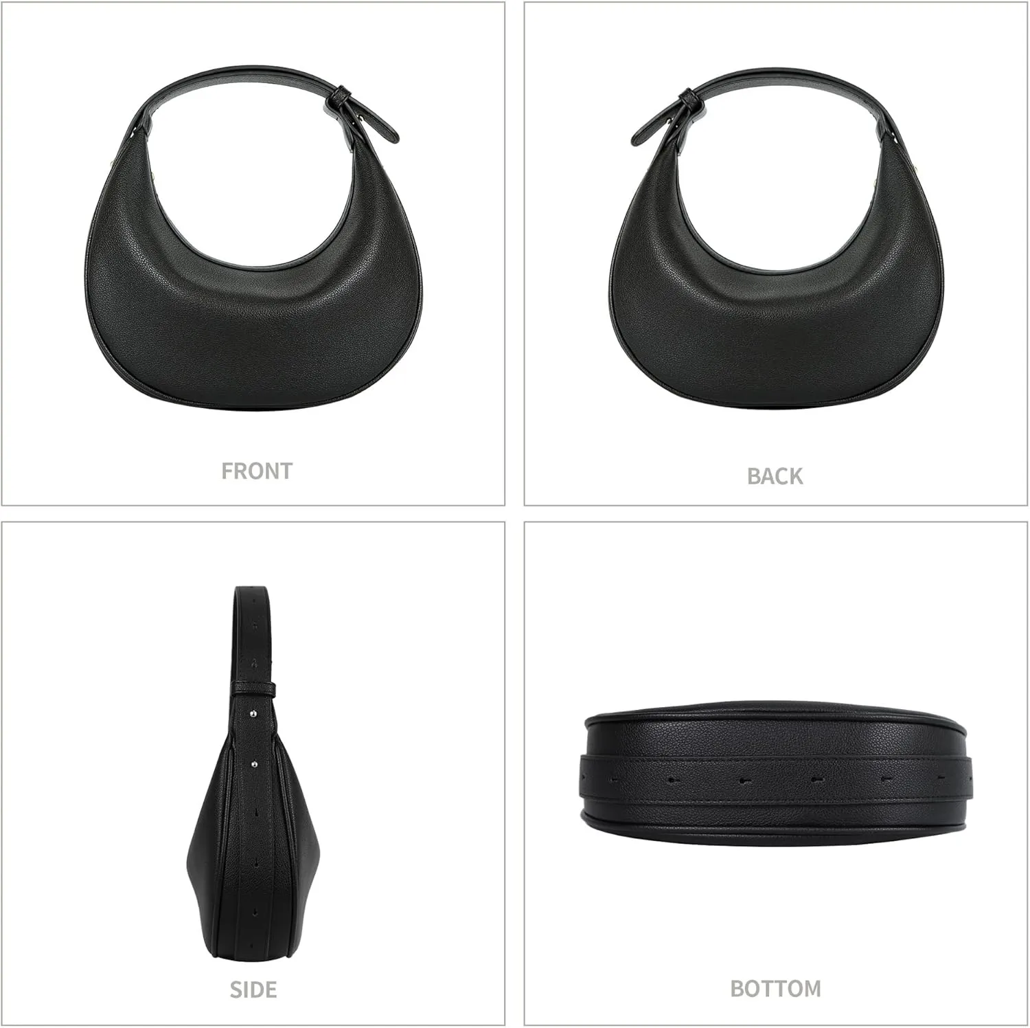 Comeon Crescent Shoulder Bag for Women, PU Leather Hobo CrossBody Bag, Adjustable Clutch Tote Purse and Handbag with Zipper