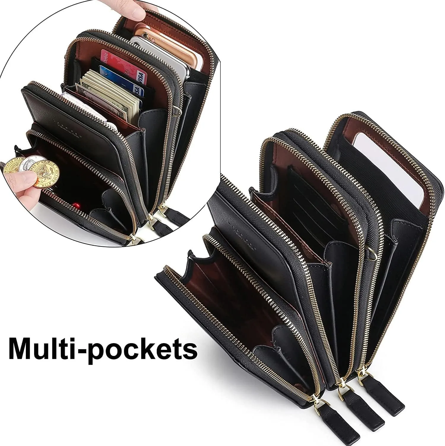 Crossbody Phone Bags for Women Small PU Leather Cellphone Purse Wallet