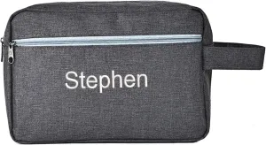Custom Embroidered Minimalist Toiletry Bag for Men & Women - Lightweight Cationic Fabric Travel Organizer, Shaving Bag,Perfect for Groomsmen Gifts & Personalized Use (1, Dark Gray)