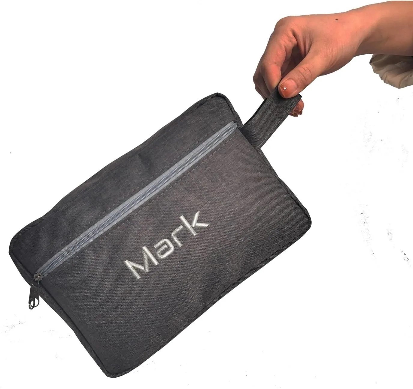 Custom Embroidered Minimalist Toiletry Bag for Men & Women - Lightweight Cationic Fabric Travel Organizer, Shaving Bag,Perfect for Groomsmen Gifts & Personalized Use (1, Dark Gray)