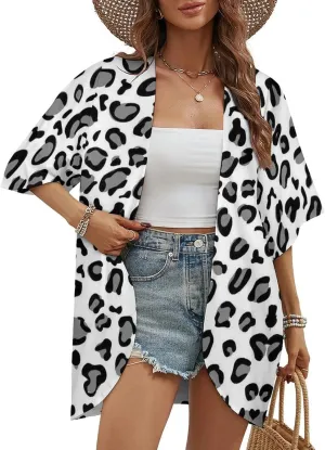 Cute Floral Little Daisy Womens Cardigan Coat Casual Tops Loose Cover Up Half Sleeves