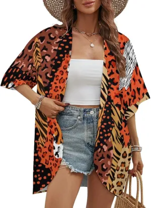 Cute Floral Little Daisy Womens Cardigan Coat Casual Tops Loose Cover Up Half Sleeves