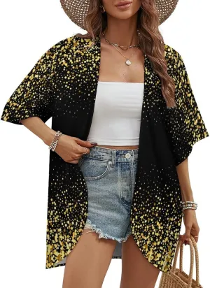 Cute Floral Little Daisy Womens Cardigan Coat Casual Tops Loose Cover Up Half Sleeves