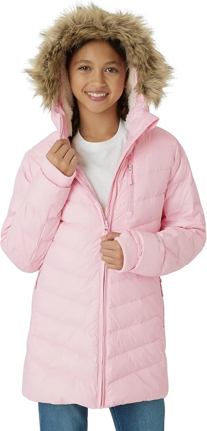 Eddie Bauer Girl's Long Parka Jacket - Down Bubble Coat with Fur Hood for Girls (3-16)