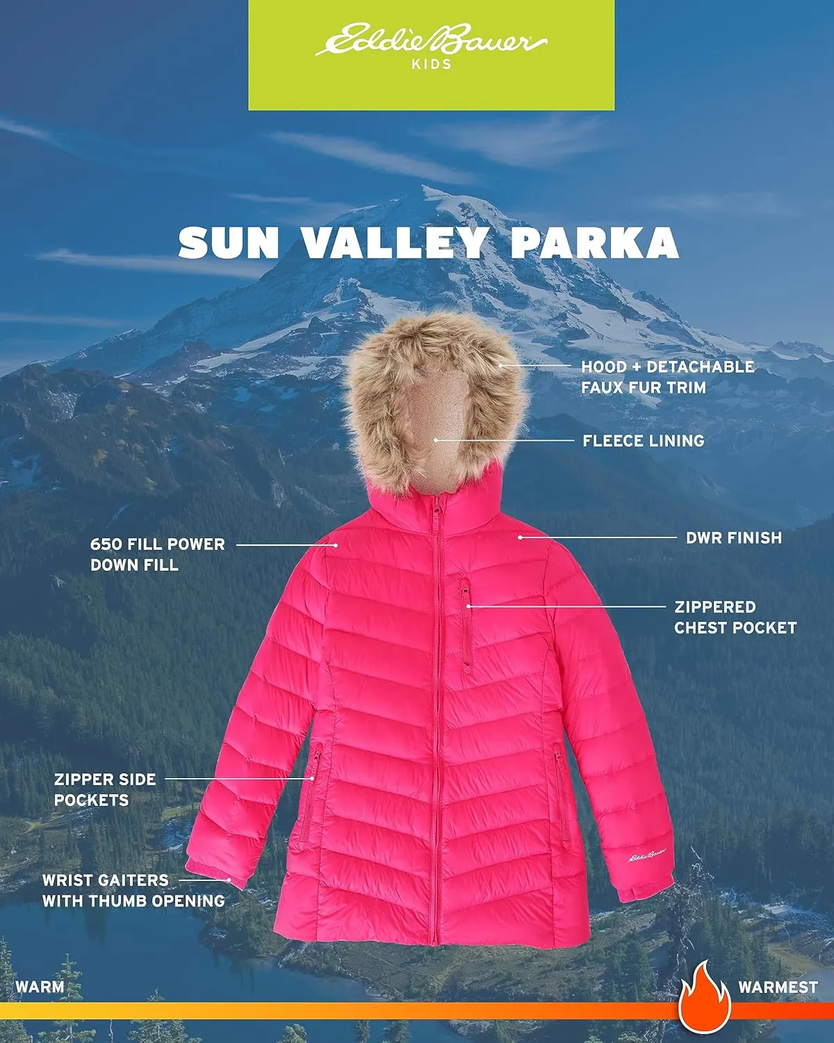 Eddie Bauer Girl's Long Parka Jacket - Down Bubble Coat with Fur Hood for Girls (3-16)