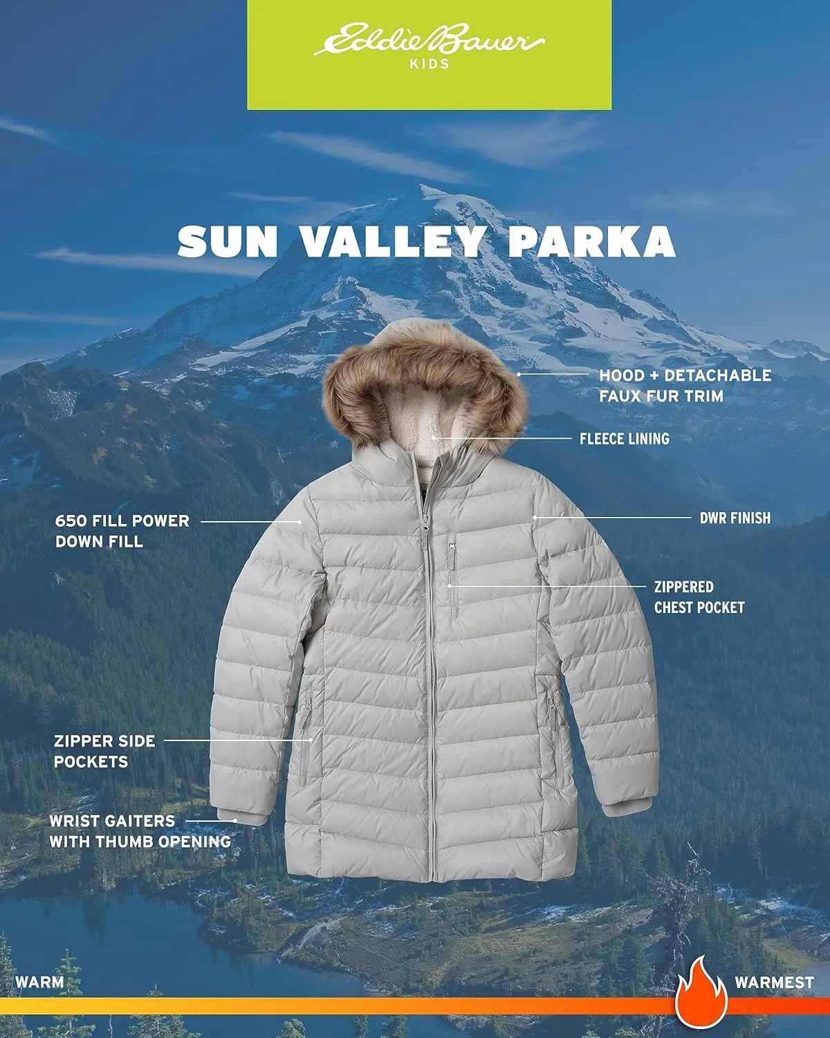 Eddie Bauer Girl's Long Parka Jacket - Down Bubble Coat with Fur Hood for Girls (3-16)