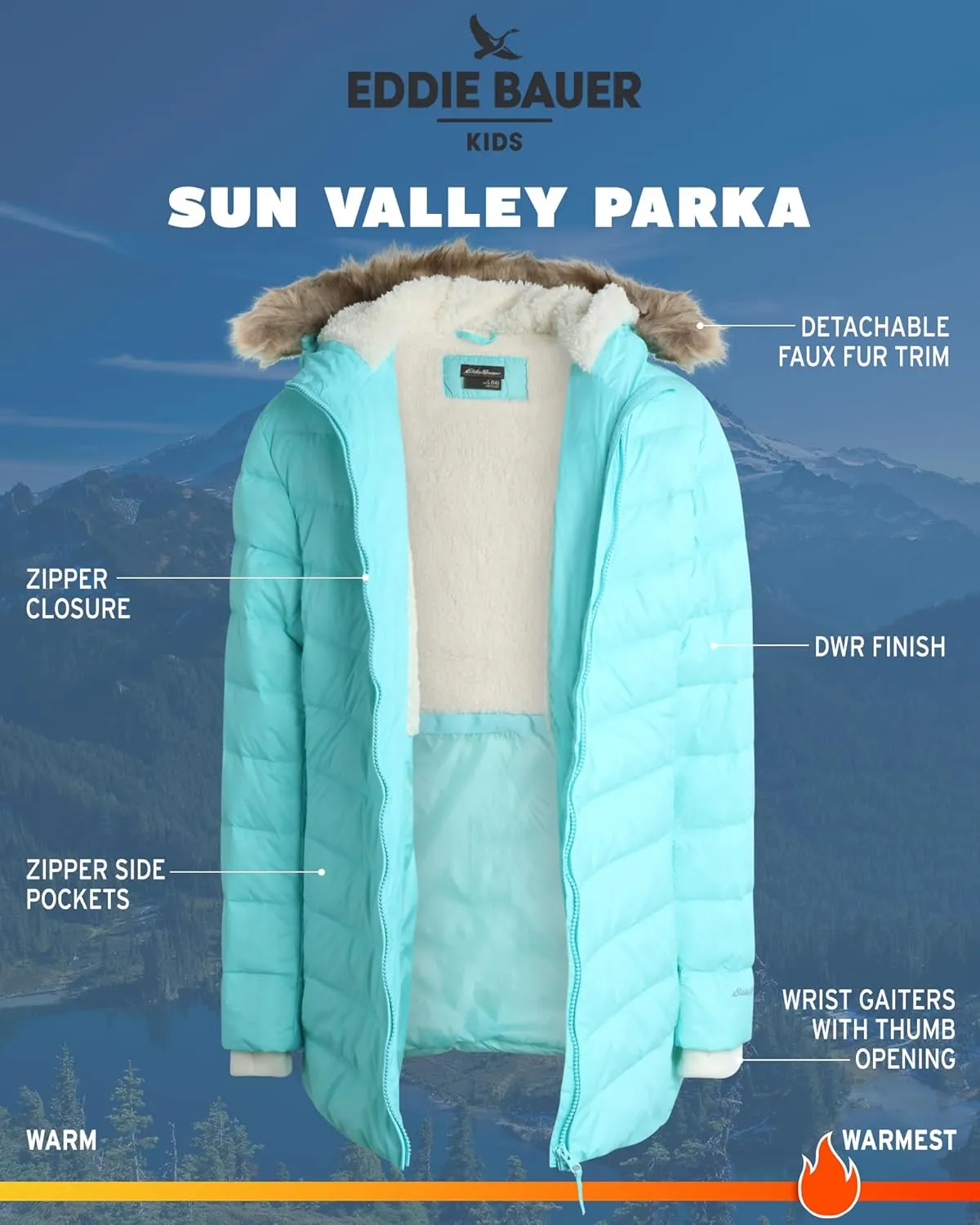 Eddie Bauer Girl's Long Parka Jacket - Down Bubble Coat with Fur Hood for Girls (3-16)
