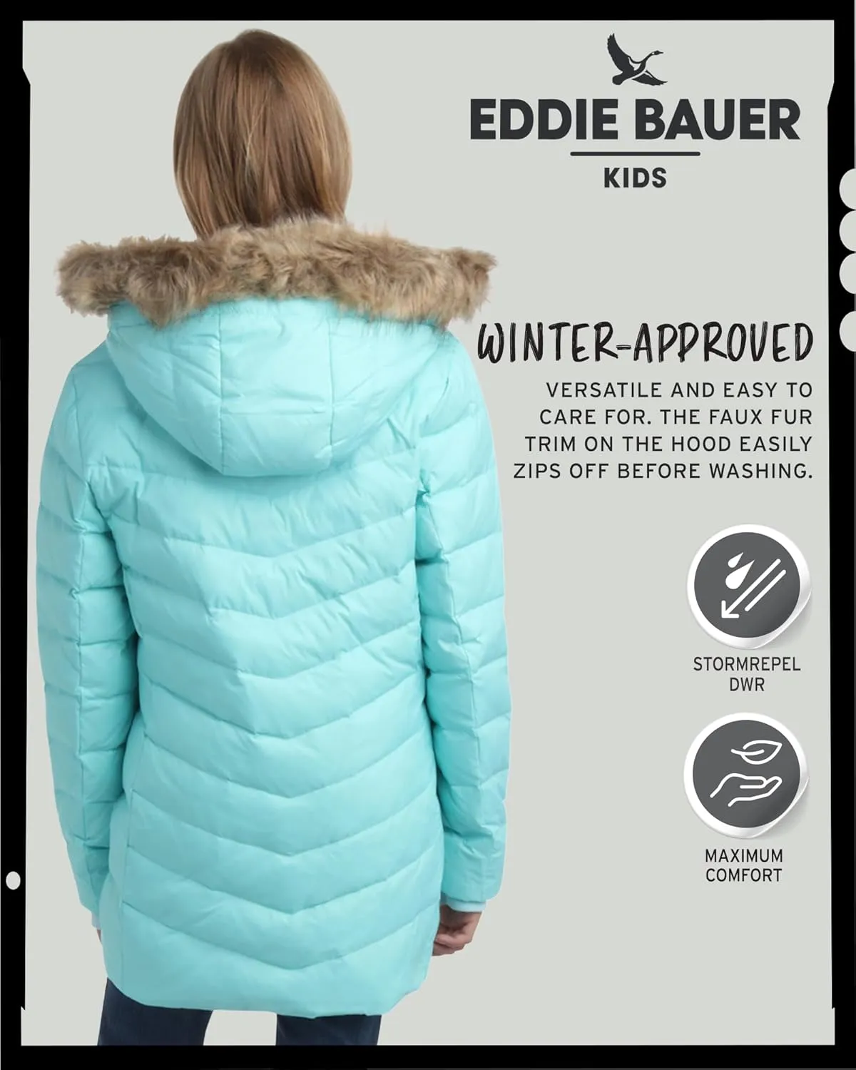 Eddie Bauer Girl's Long Parka Jacket - Down Bubble Coat with Fur Hood for Girls (3-16)