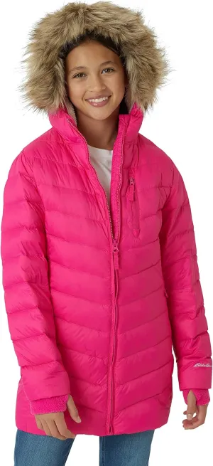 Eddie Bauer Girl's Long Parka Jacket - Down Bubble Coat with Fur Hood for Girls (3-16)