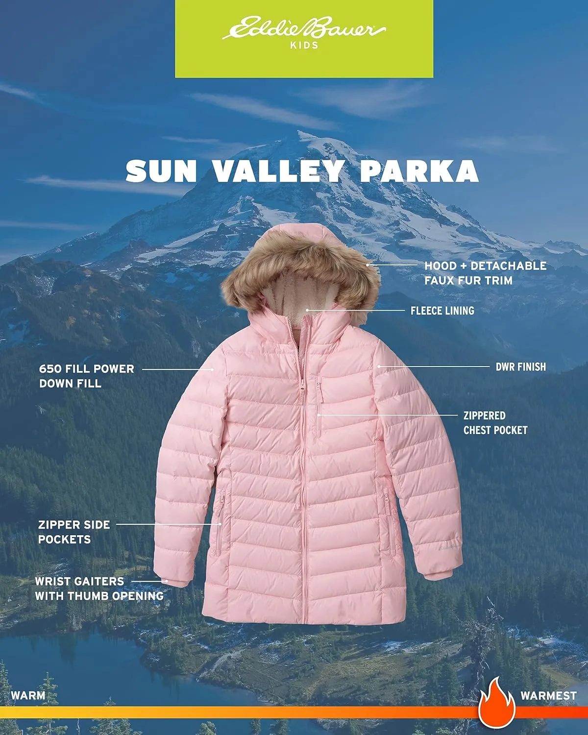 Eddie Bauer Girl's Long Parka Jacket - Down Bubble Coat with Fur Hood for Girls (3-16)