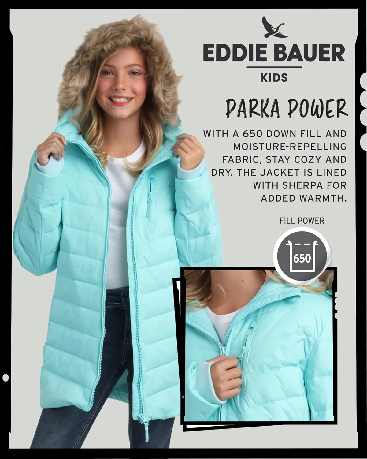 Eddie Bauer Girl's Long Parka Jacket - Down Bubble Coat with Fur Hood for Girls (3-16)