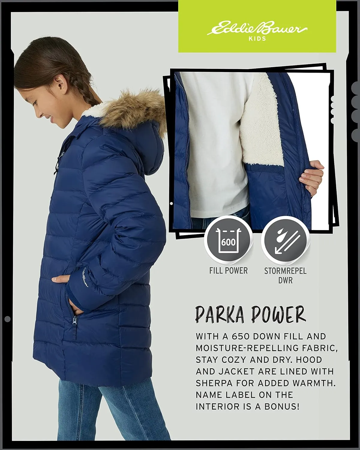 Eddie Bauer Girl's Long Parka Jacket - Down Bubble Coat with Fur Hood for Girls (3-16)