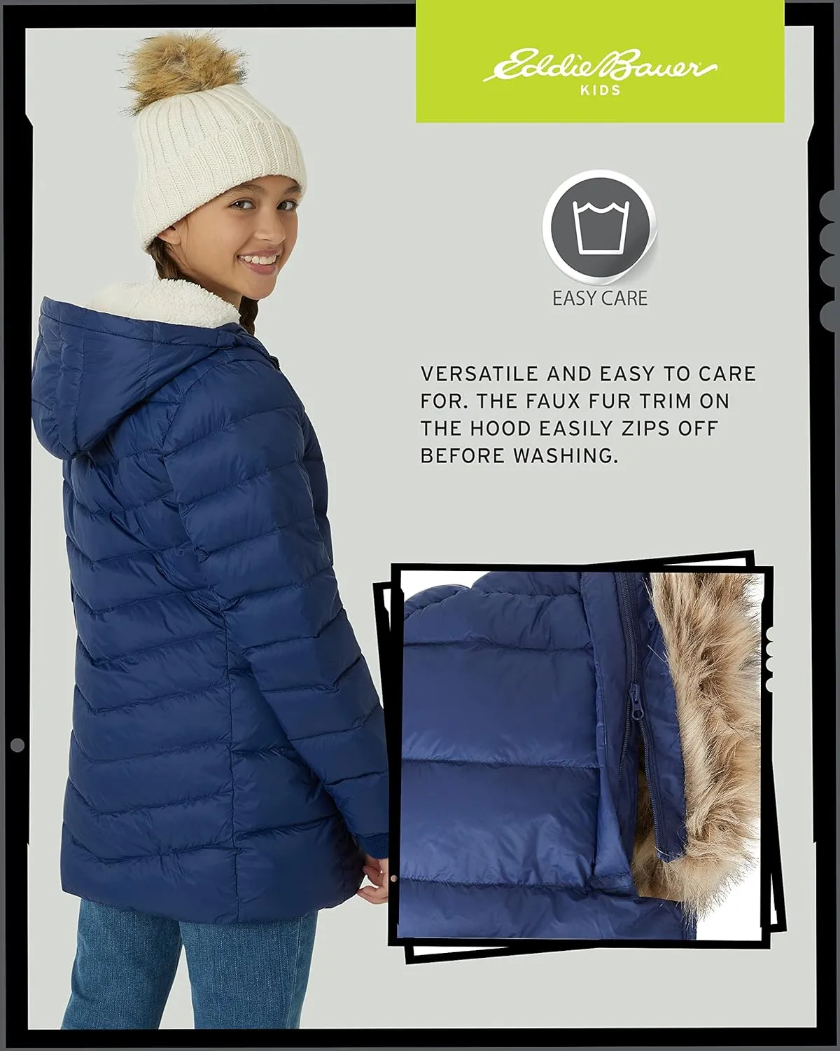 Eddie Bauer Girl's Long Parka Jacket - Down Bubble Coat with Fur Hood for Girls (3-16)